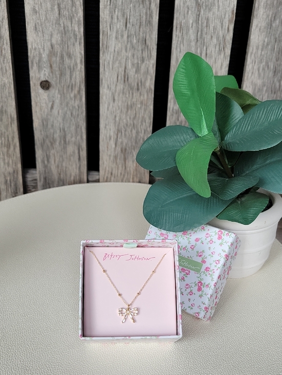 Betsey Johnson Jewelry - Betsey Johnson Gold Bow Necklace with Clear Crystal Accents